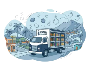 Camión de reparto de soda y bebidas en envases retornables