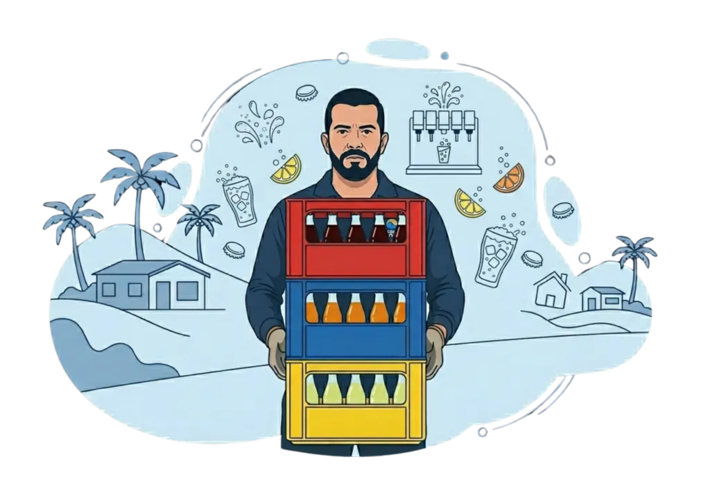 Ilustración de reparto de soda y bebidas